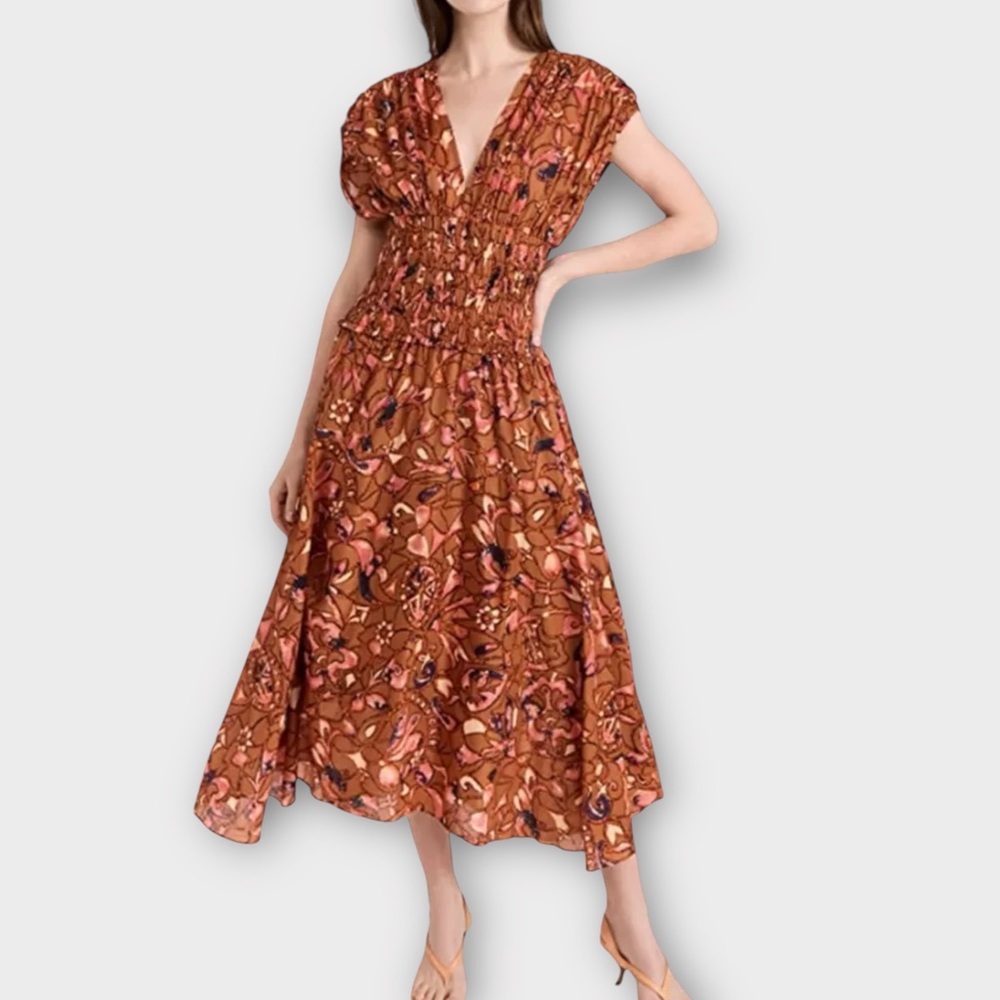 A.L.C. Lucia Smocked Waist Dress size 6 NWT Cottagecore French‎ Country